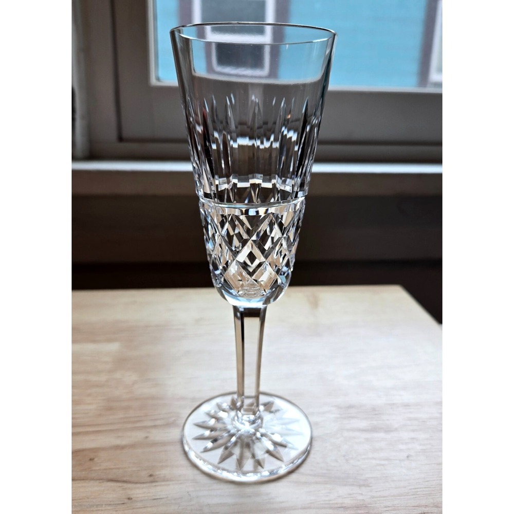 Waterford‎ Crystal Champagne Flute Baltray 7.25" Ireland Glass Discontinued Logo